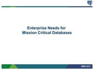 Enterprise Needs for
    Mission Critical Databases




3
 