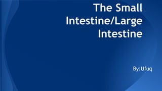 The Small
Intestine/Large
Intestine
By:Ufuq

 