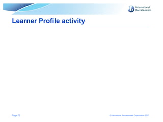 Learner Profile activity Page  