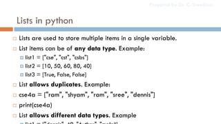 Python Programming: Lists, Modules, Exceptions | PPT