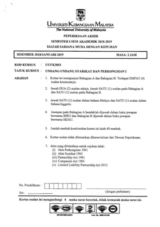 Past Year Question - Company Law