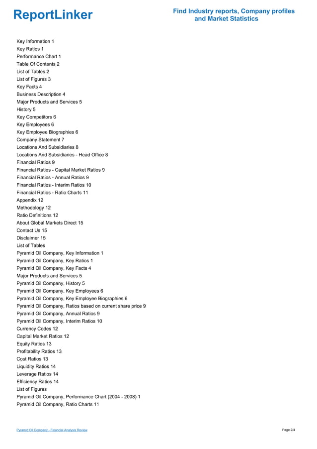 Pyramid Oil Company Financial Analysis Review