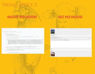 TAKING STOCK 3
NAUGHTY WEB BACKEND NICE WEB BACKEND
 