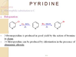 P Y R I D I N E
2018 17
Reactions
2. Electrophilic substitution to C
 