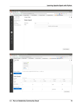 Learning Apache Spark with Python
3.1. Run on Databricks Community Cloud 15
 
