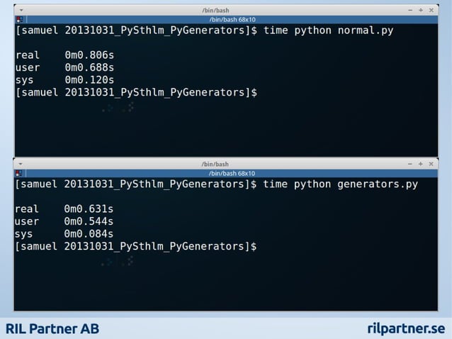 Python Generators - Talk at PySthlm meetup #15 | PPT