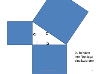 a         c

            b

                                Du behöver
                                inte färglägga
                                dina kvadrater.

    Inger Bäckström, Burträsk               19
 