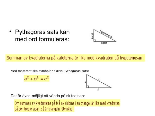 Pythagoras Sats Med Två Okända