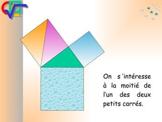 On s ’intéresse à la moitié de l’un des deux petits carrés. 