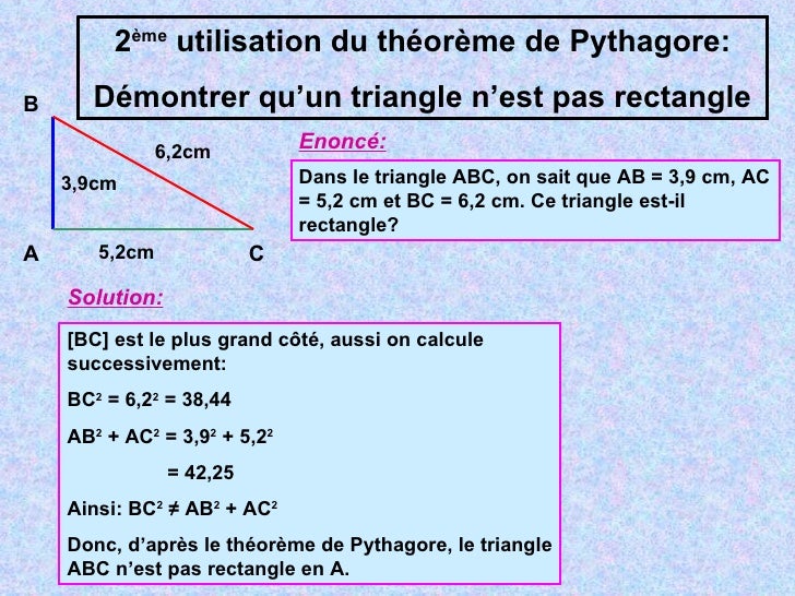 Comment Démontrer Qu'un Triangle Est Rectangle Sans Pythagore