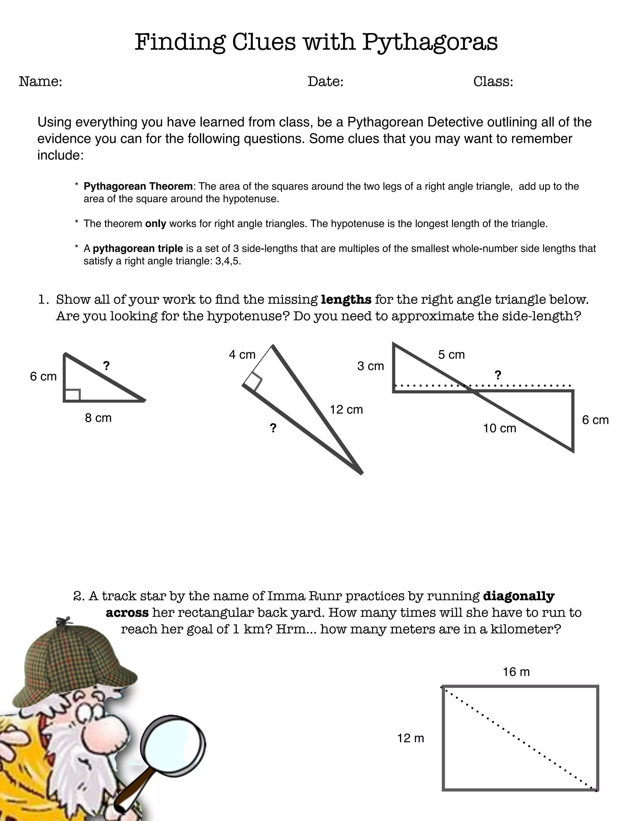 Pythagorean Clues Worksheet | PDF