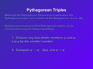 Pythagorean Triples
 