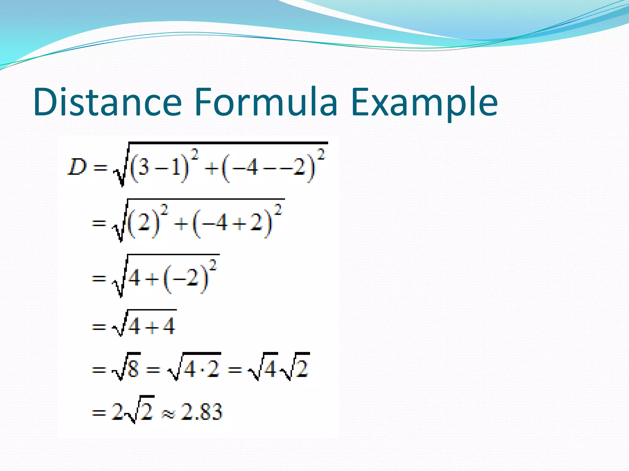 Distance Formula Example