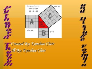 Created By: Kenshae Clair Ill By: Kenshae Clair Pythagoren Theorem and Distance Formula 