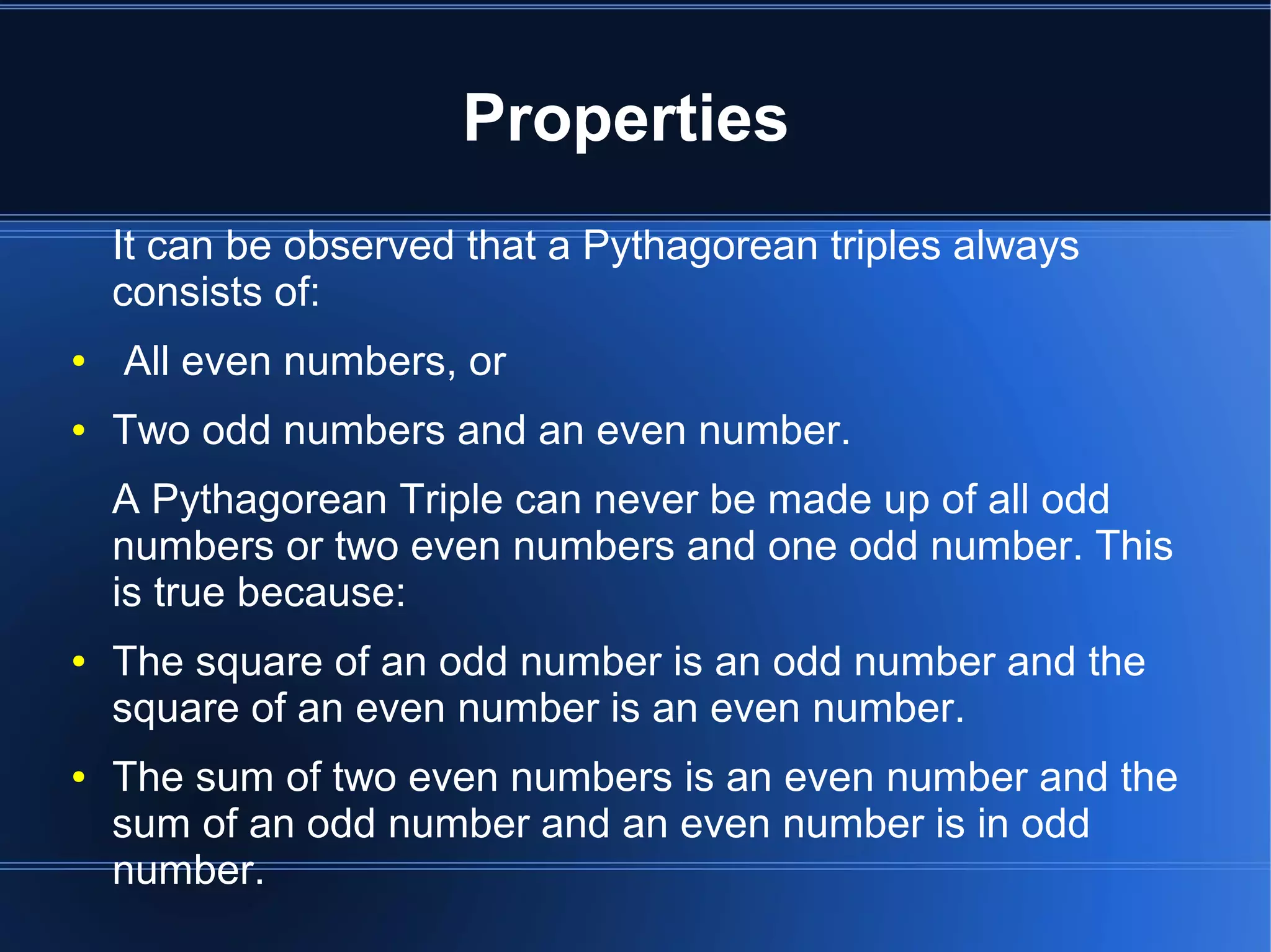 Pythagorean triples presentation | ODP