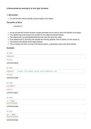 Introduction to phyton , important topic | PDF