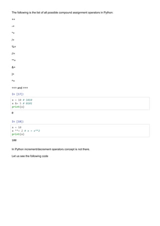 Introduction to phyton , important topic | PDF
