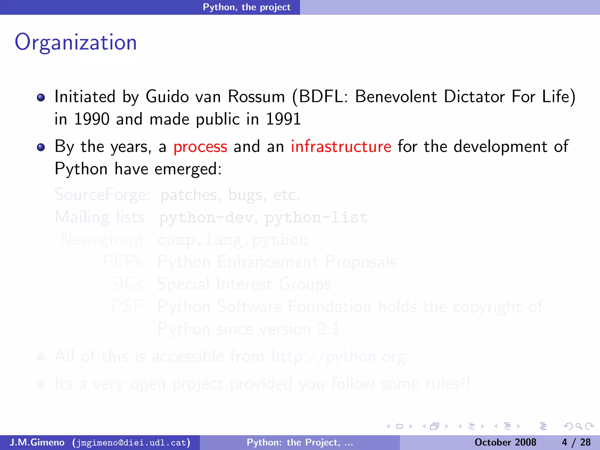 Python: the Project, the Language and the Style