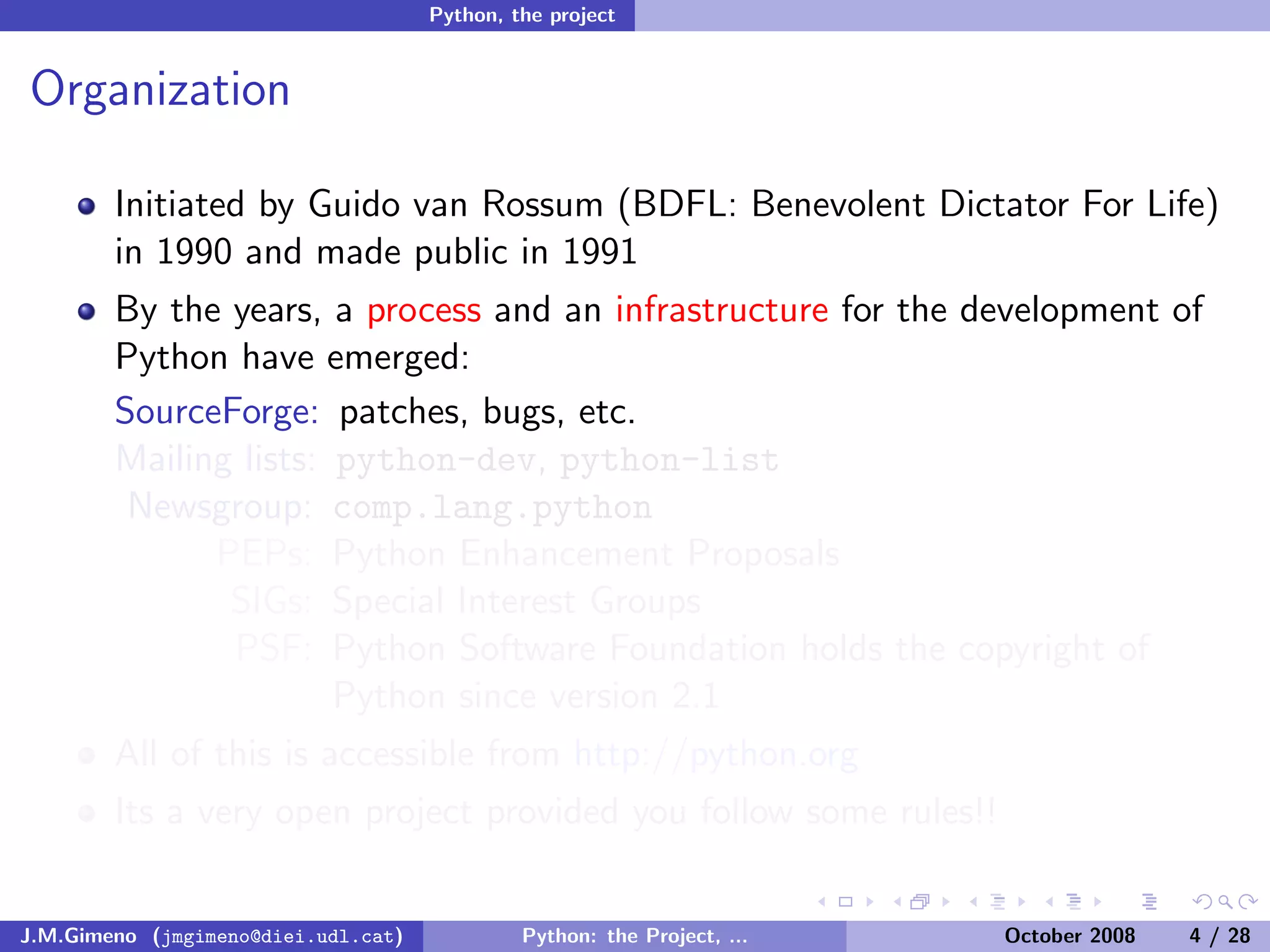 Python: the Project, the Language and the Style