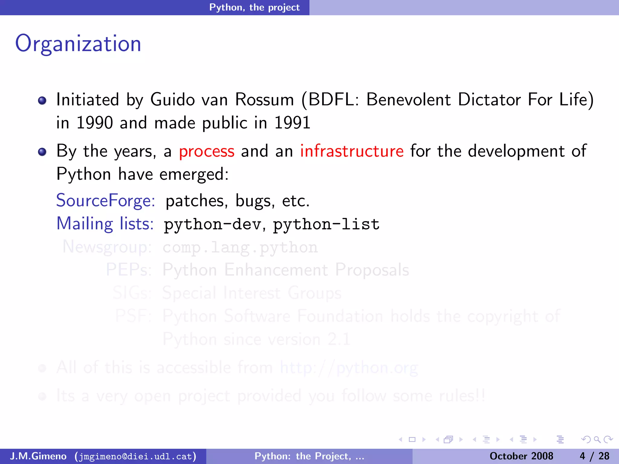 Python: the Project, the Language and the Style