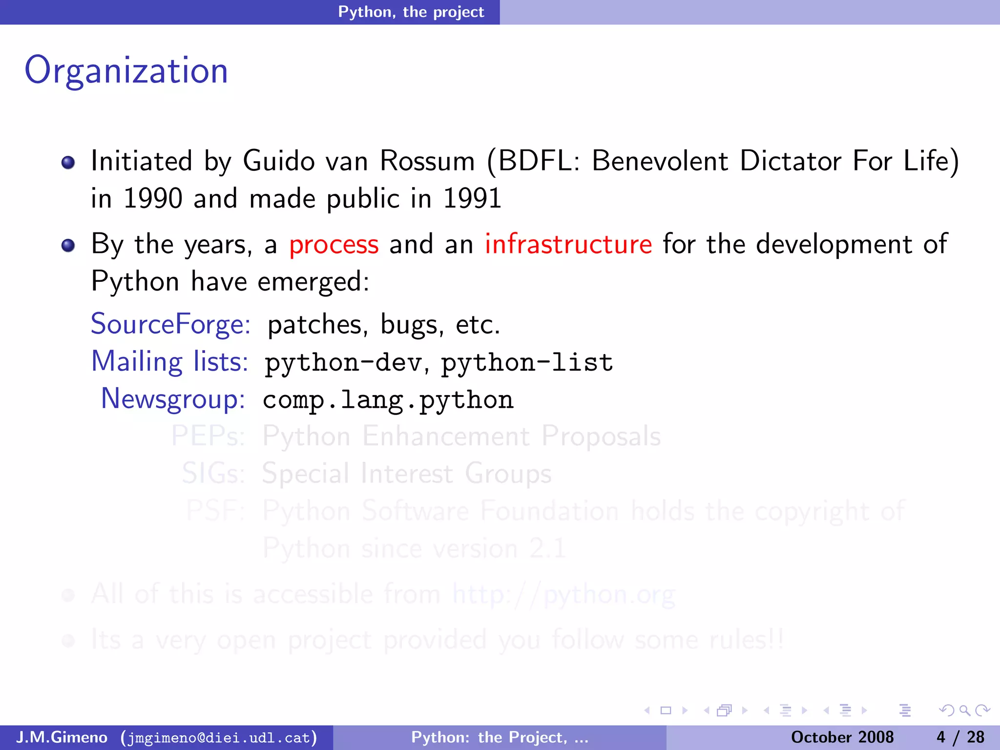 Python: the Project, the Language and the Style