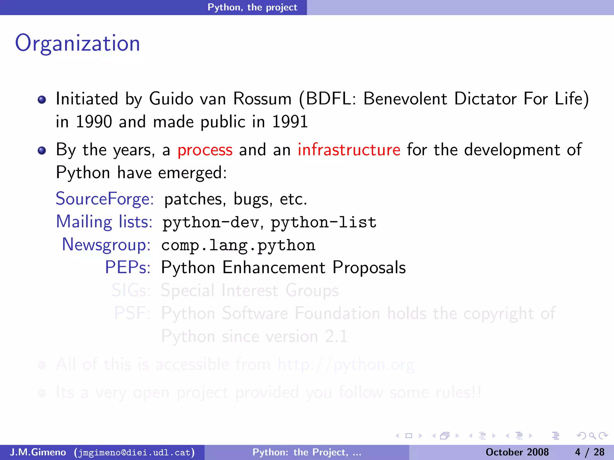 Python: the Project, the Language and the Style