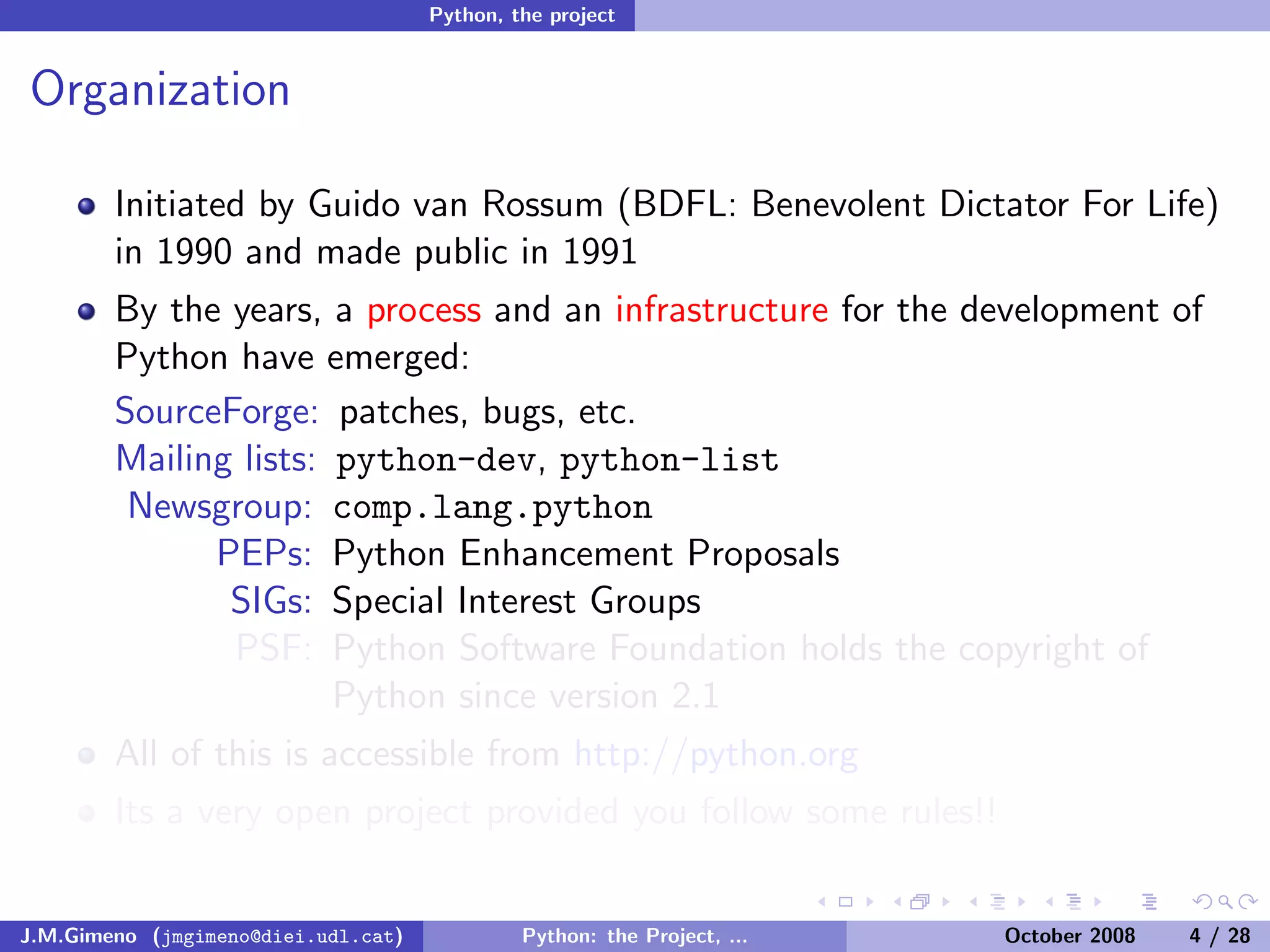 Python: the Project, the Language and the Style