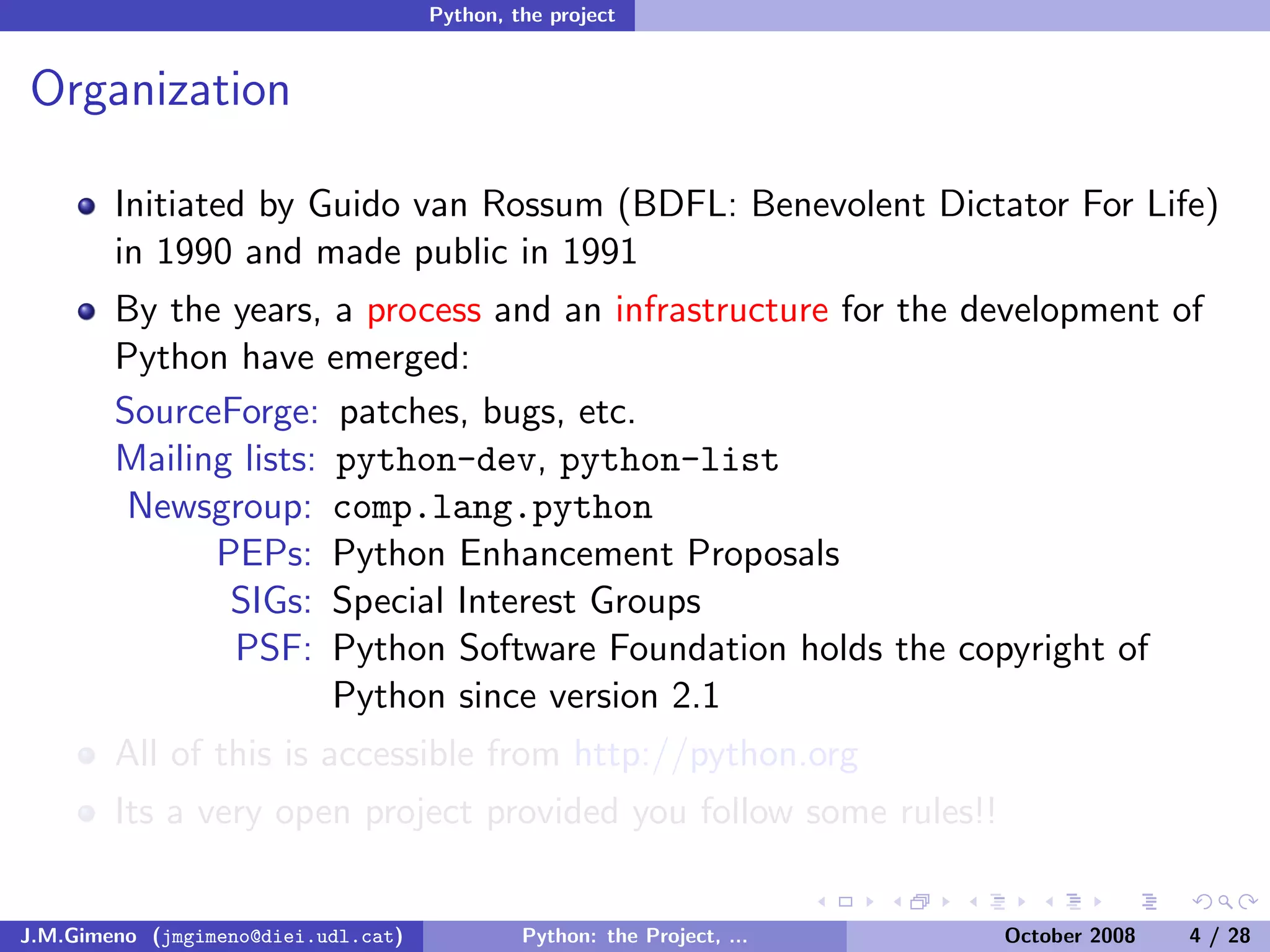 Python: the Project, the Language and the Style
