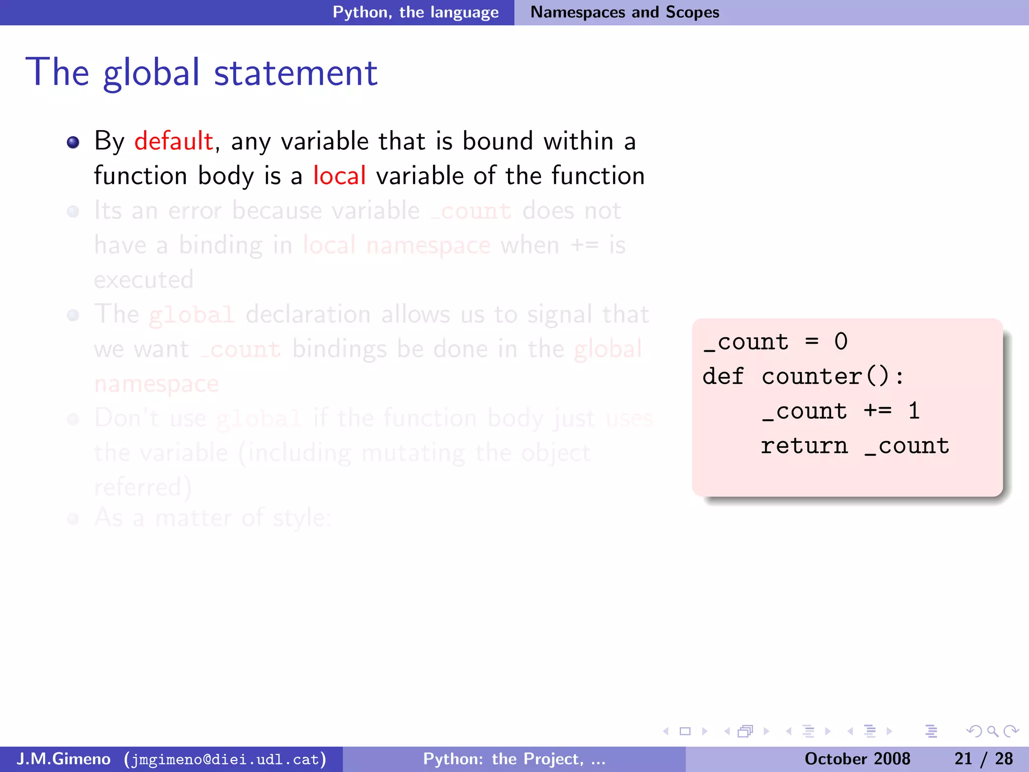 Python: the Project, the Language and the Style