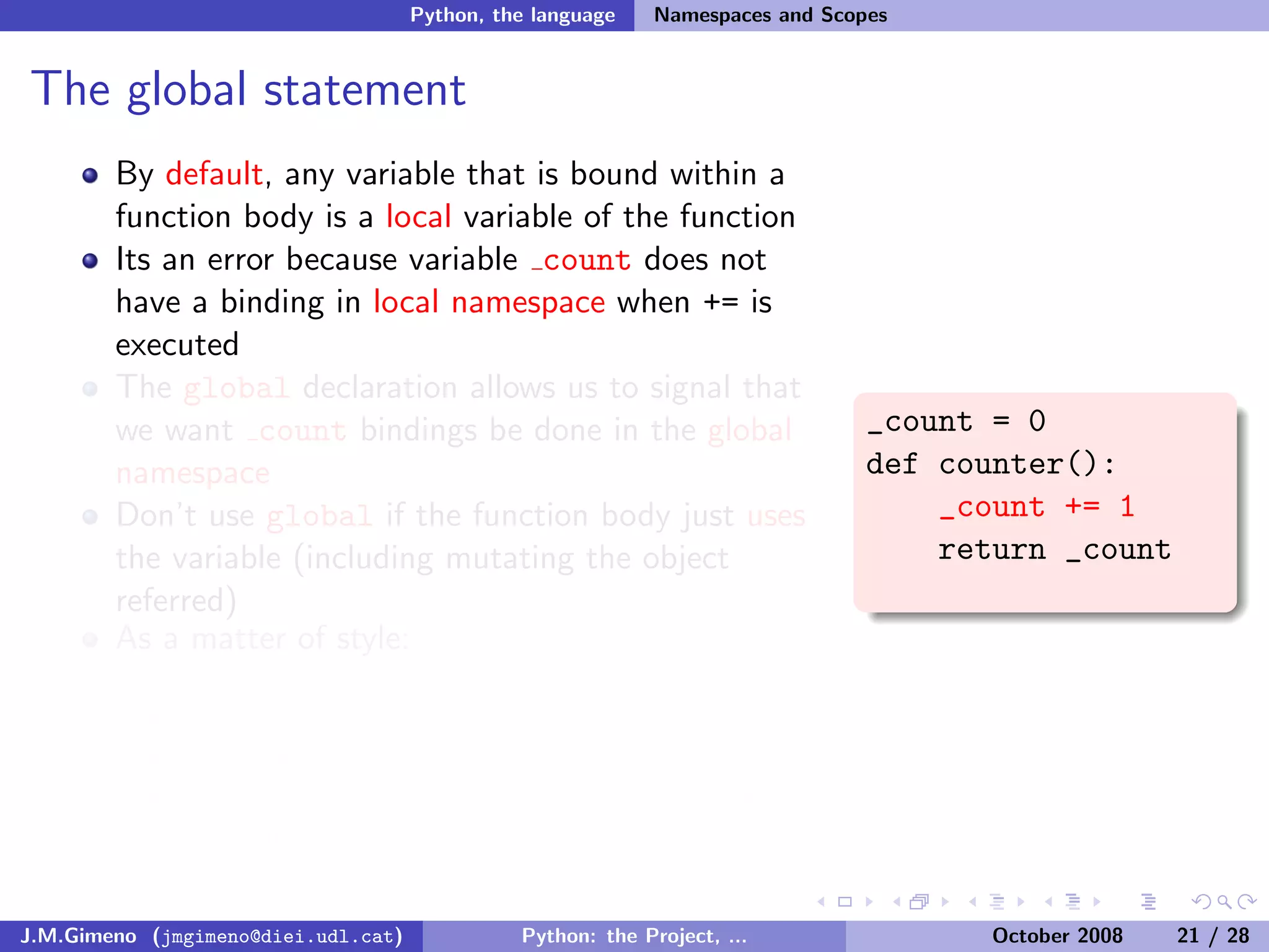 Python: the Project, the Language and the Style