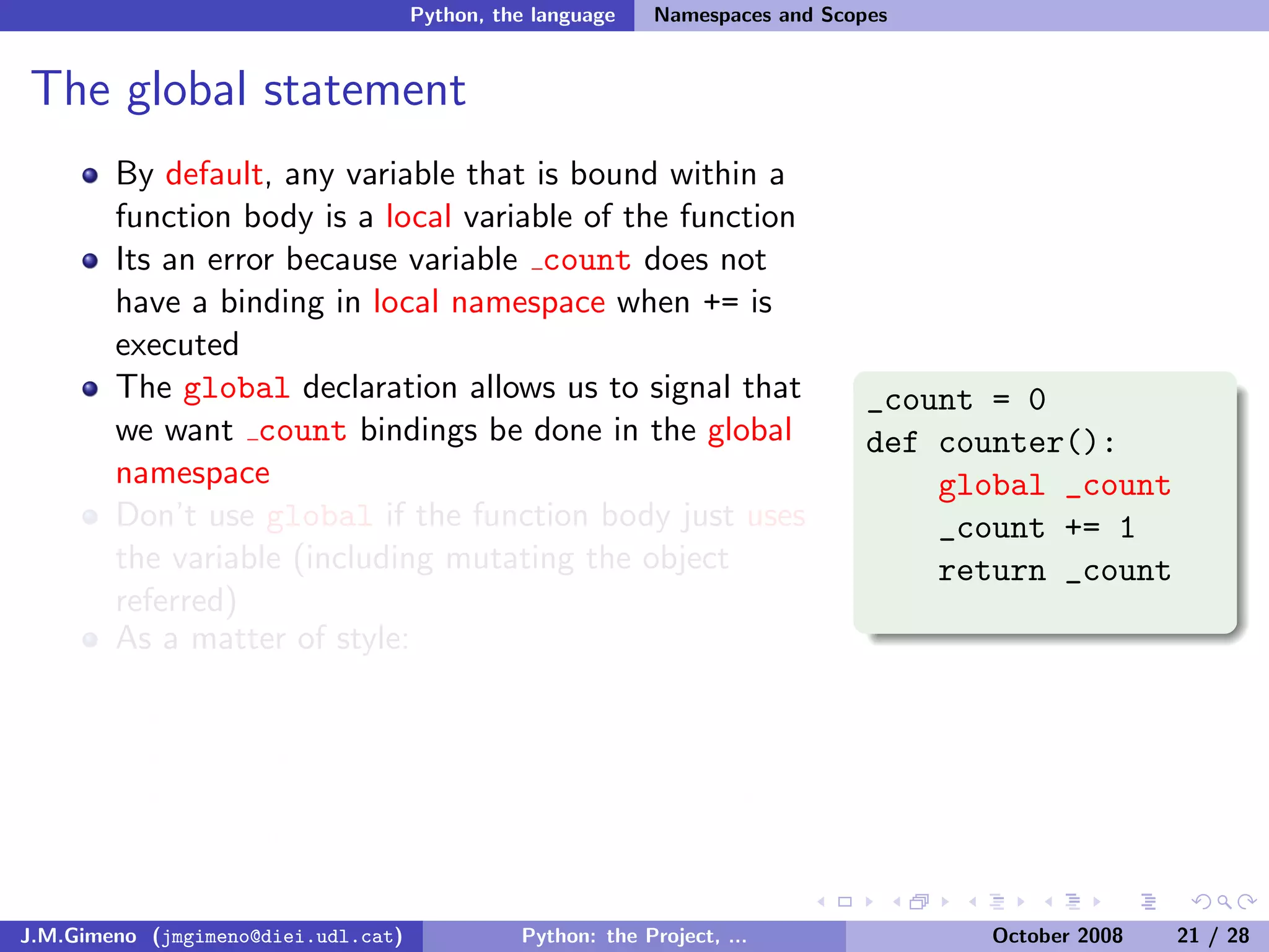 Python: the Project, the Language and the Style