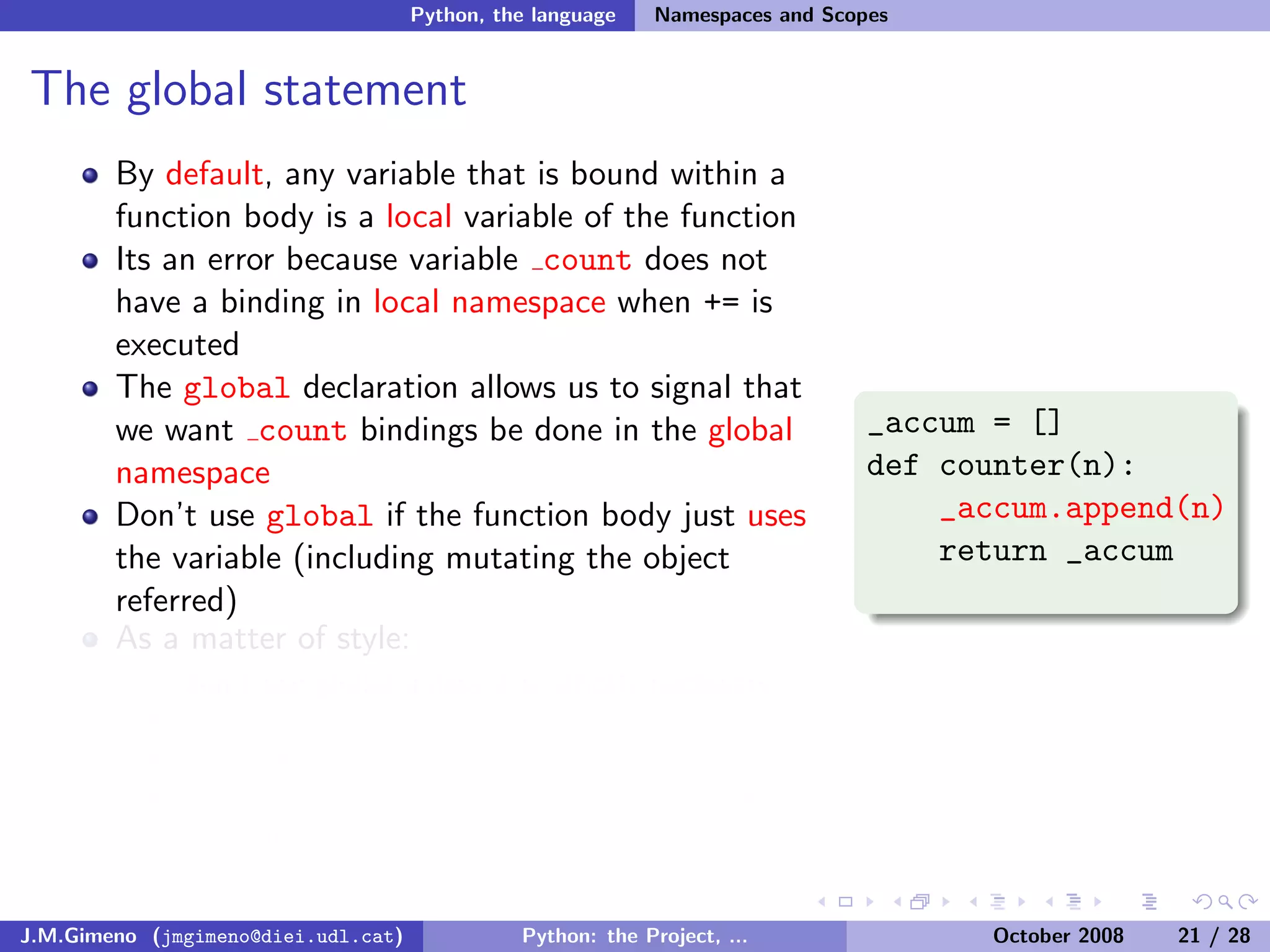 Python: the Project, the Language and the Style