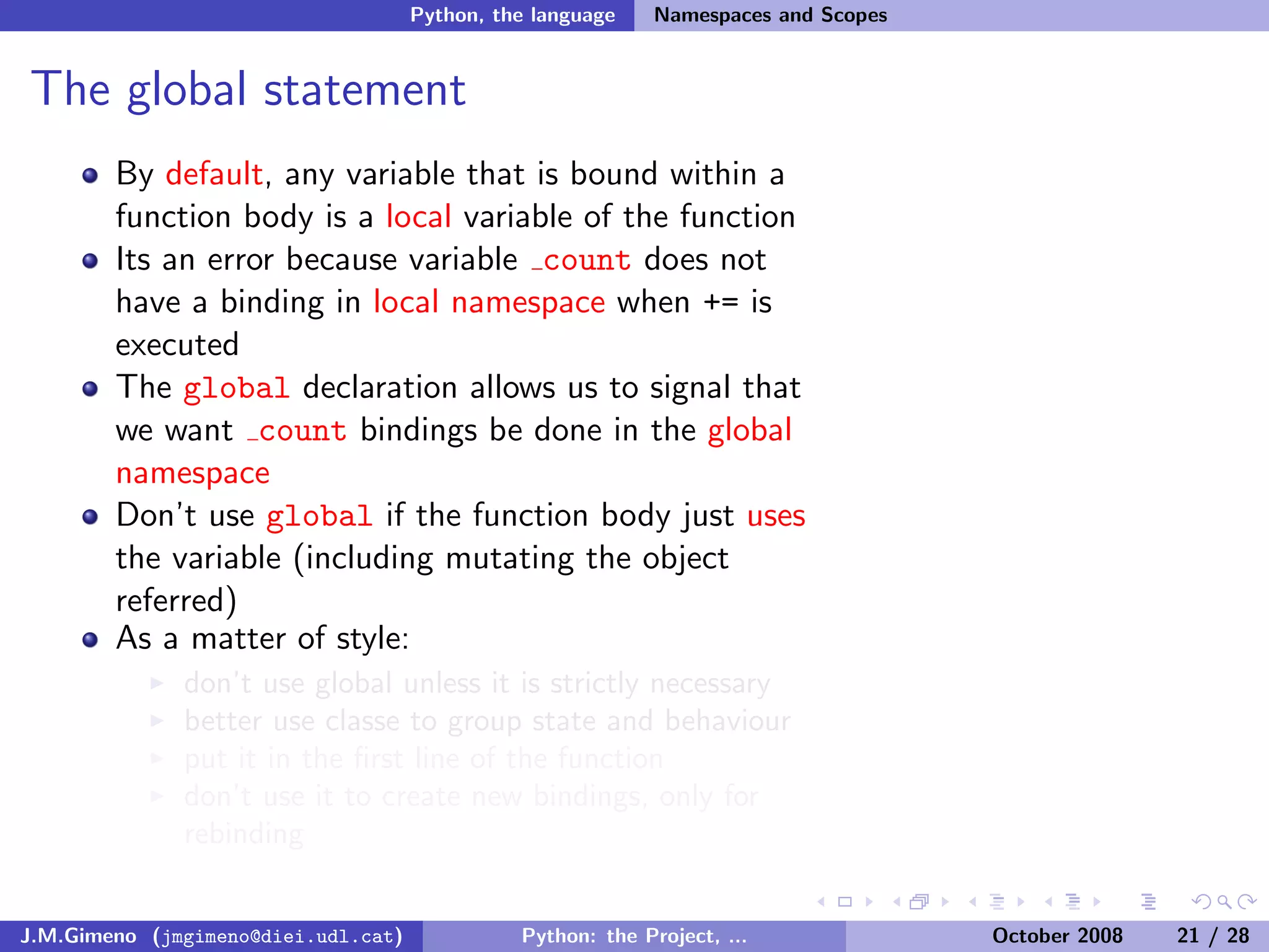 Python: the Project, the Language and the Style