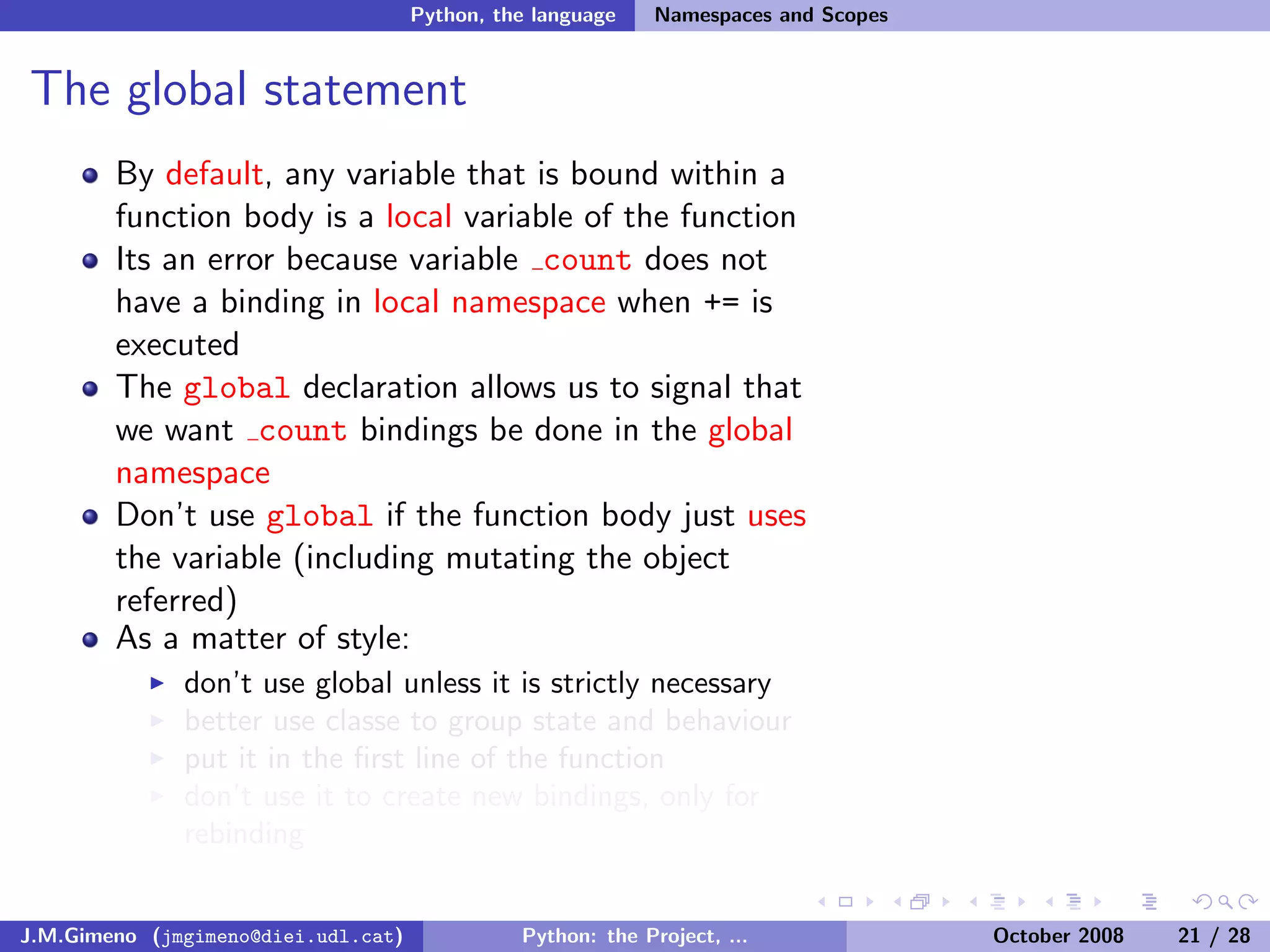 Python: the Project, the Language and the Style