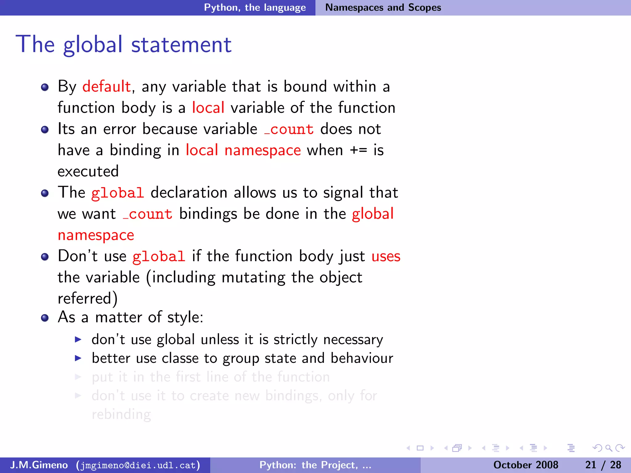 Python: the Project, the Language and the Style