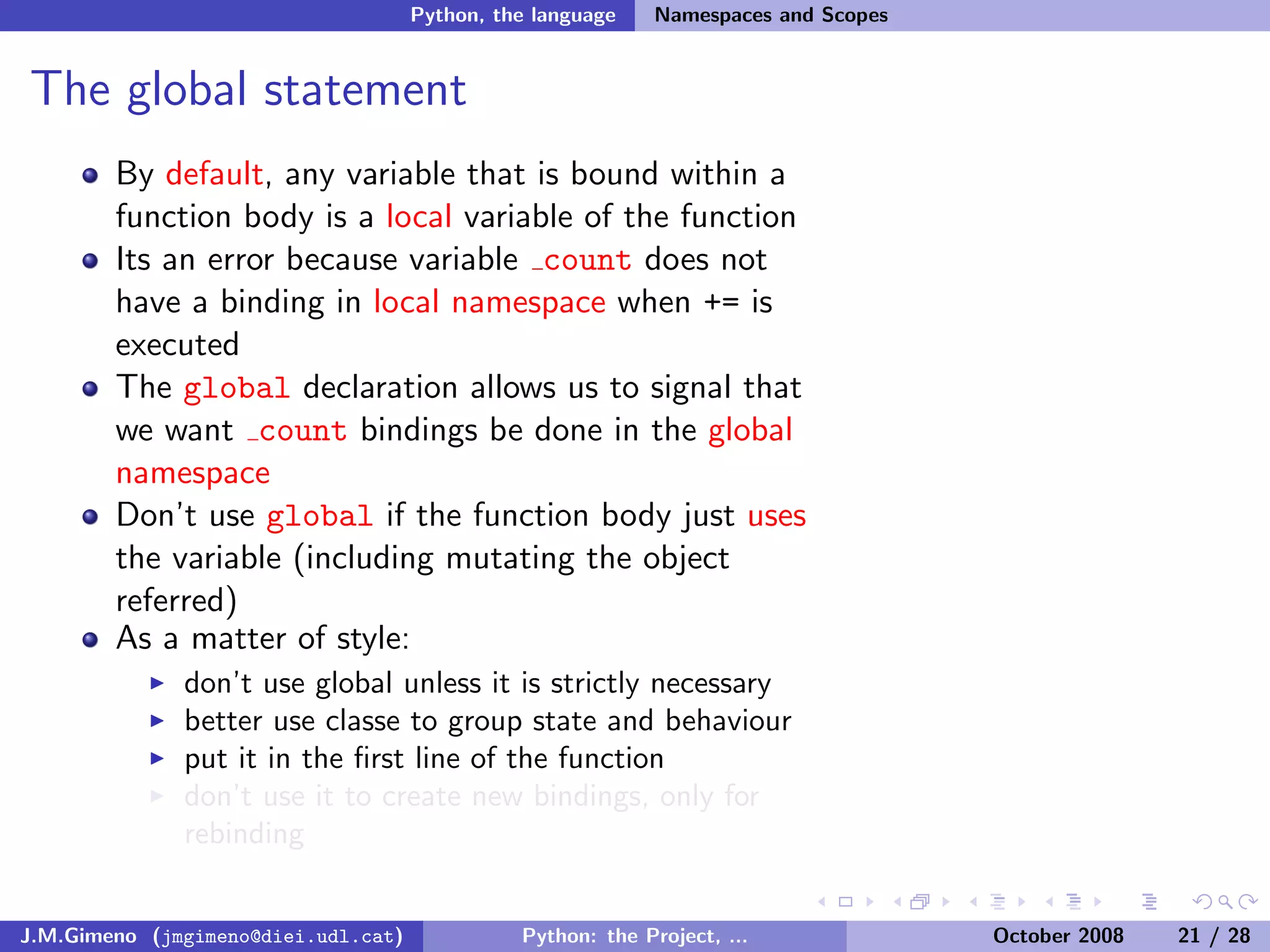 Python: the Project, the Language and the Style