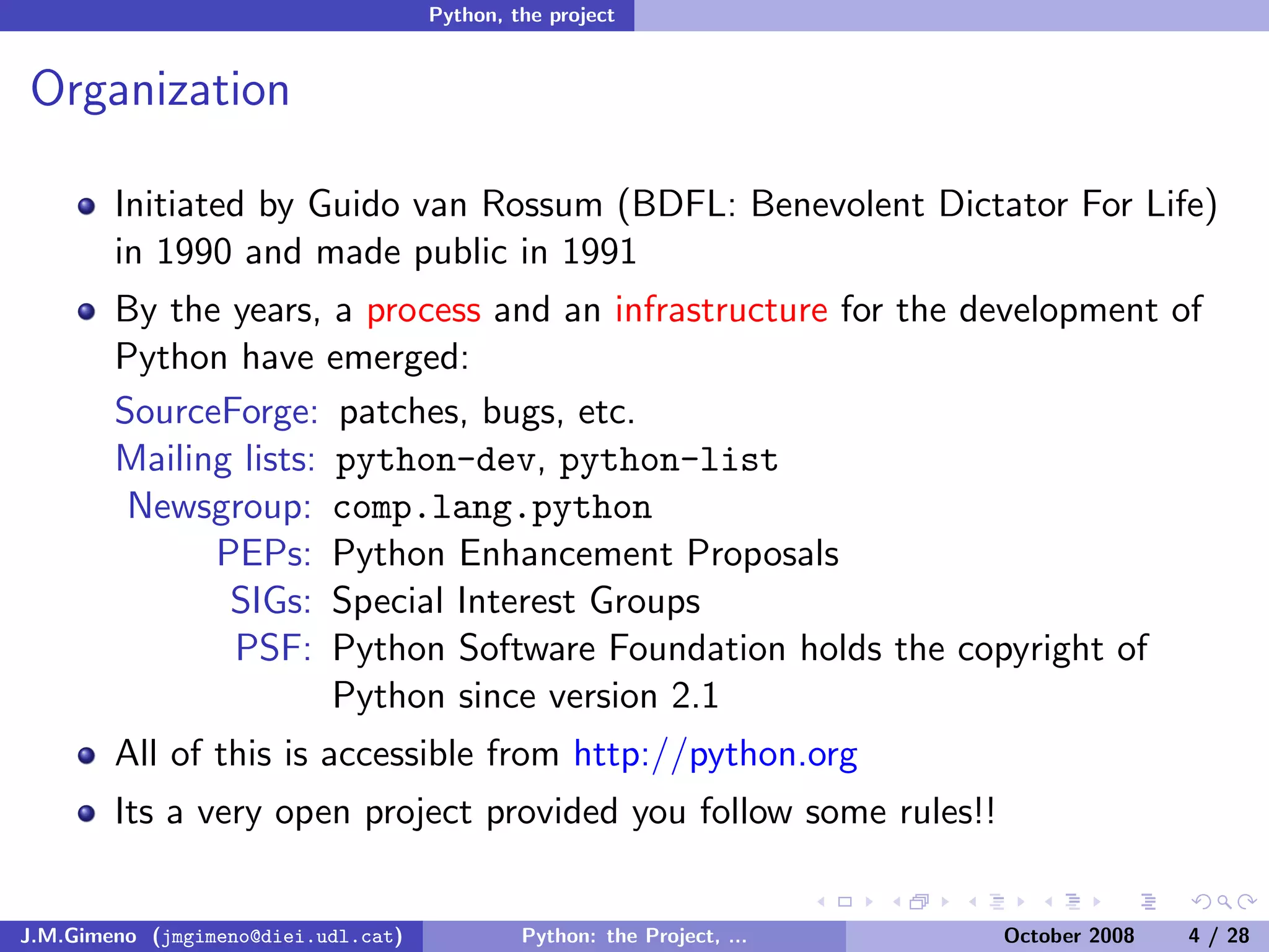 Python: the Project, the Language and the Style