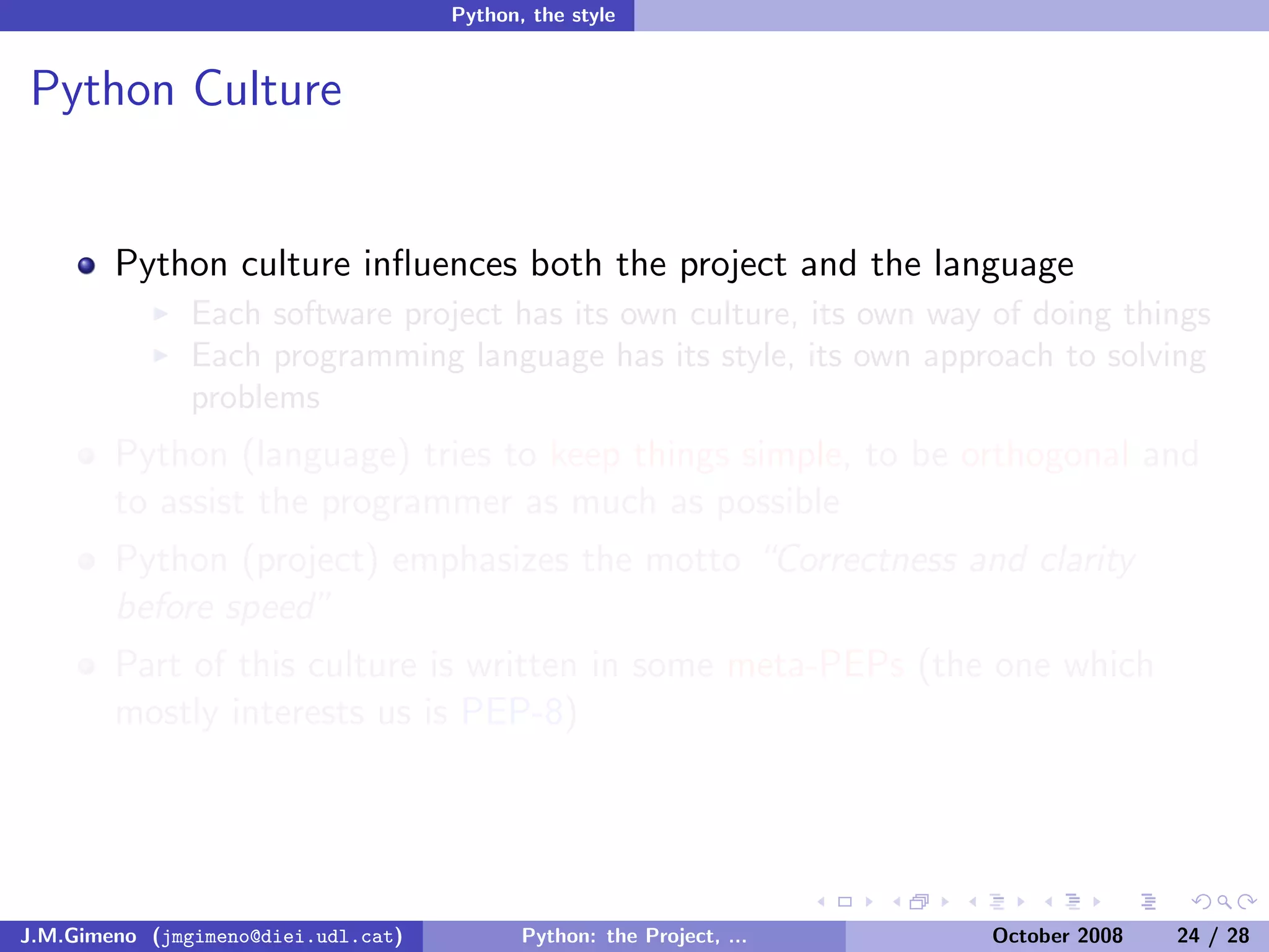 Python: the Project, the Language and the Style