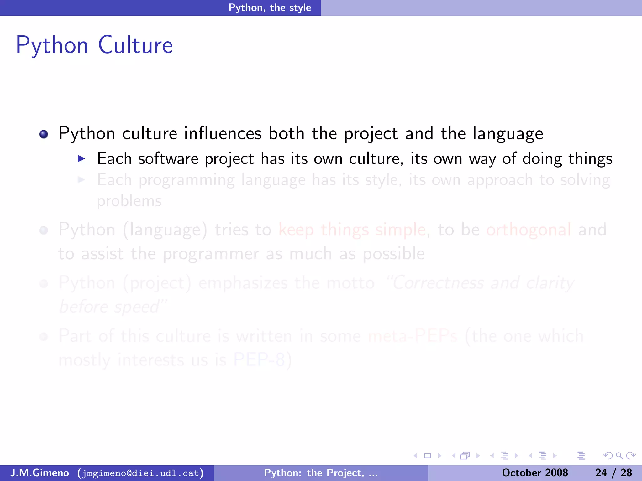 Python: the Project, the Language and the Style