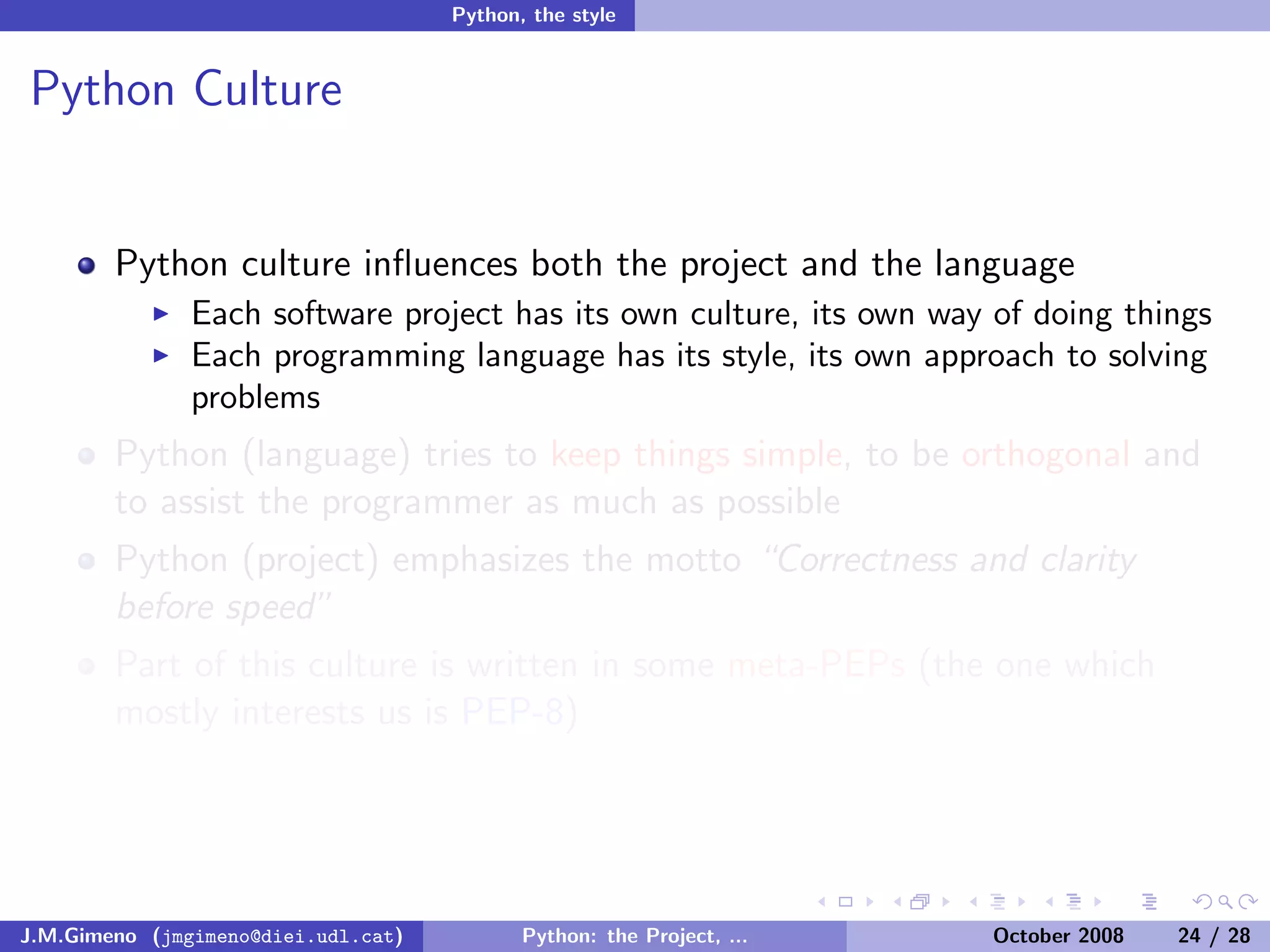 Python: the Project, the Language and the Style