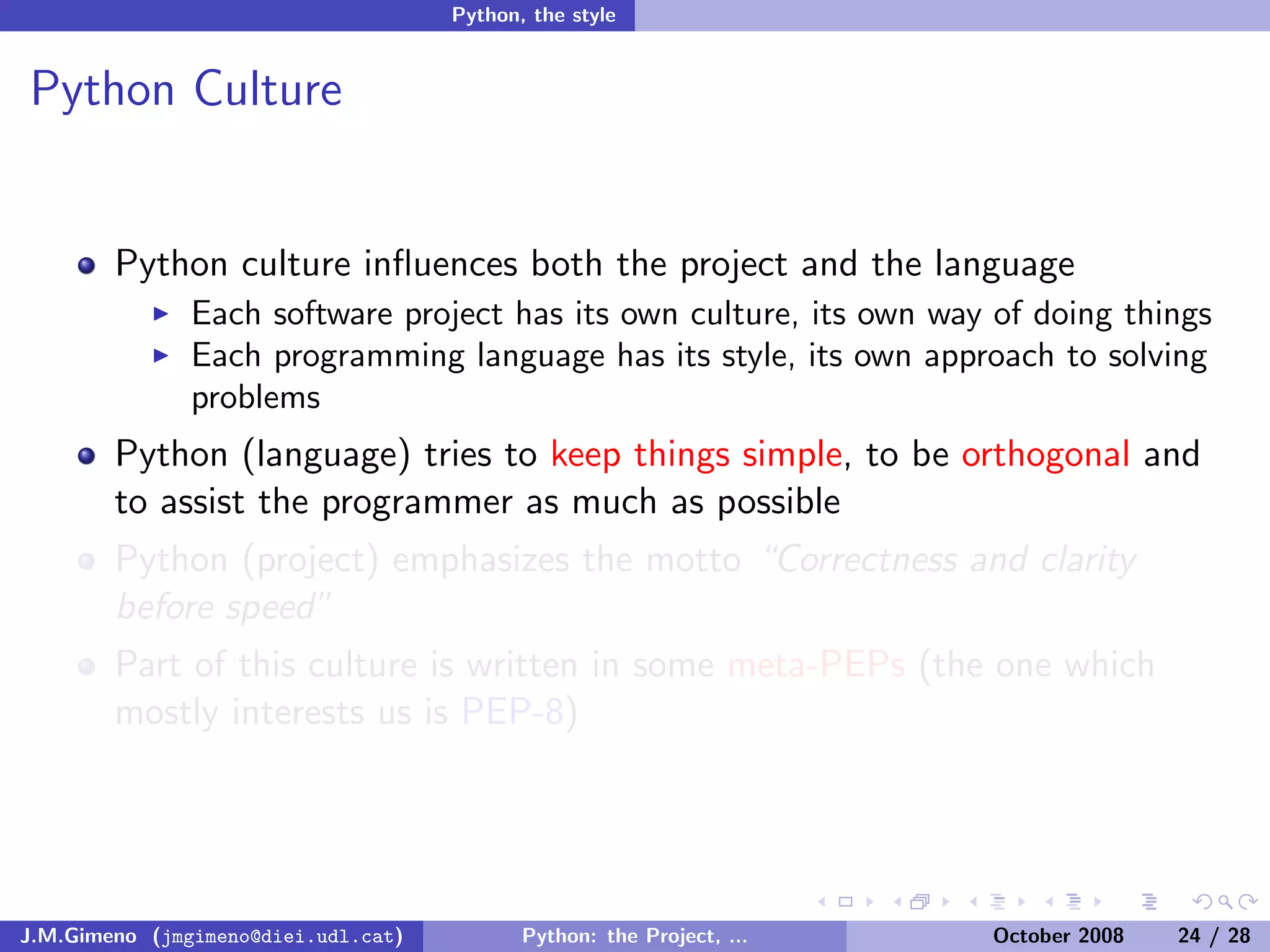 Python: the Project, the Language and the Style