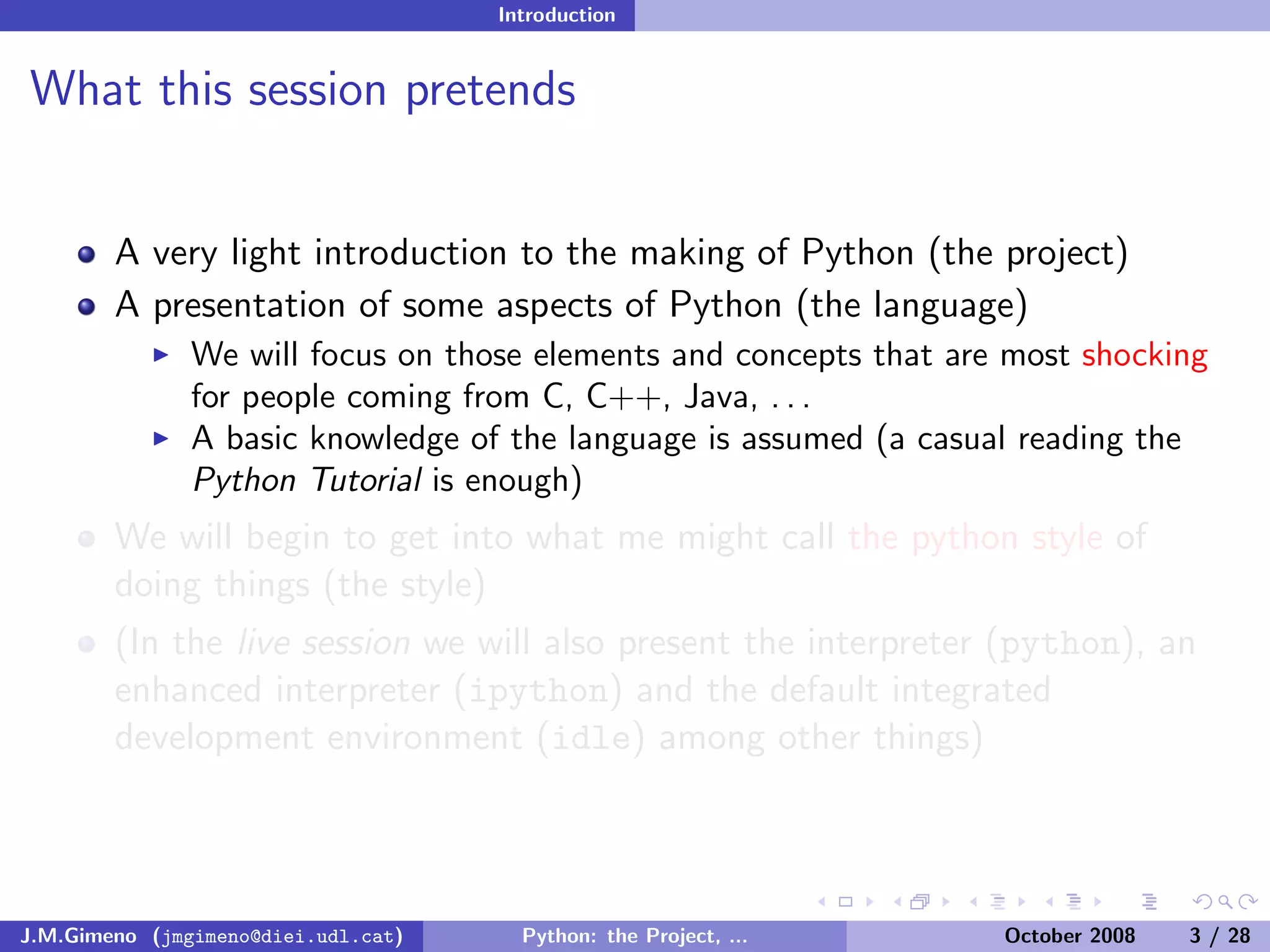 Python: the Project, the Language and the Style