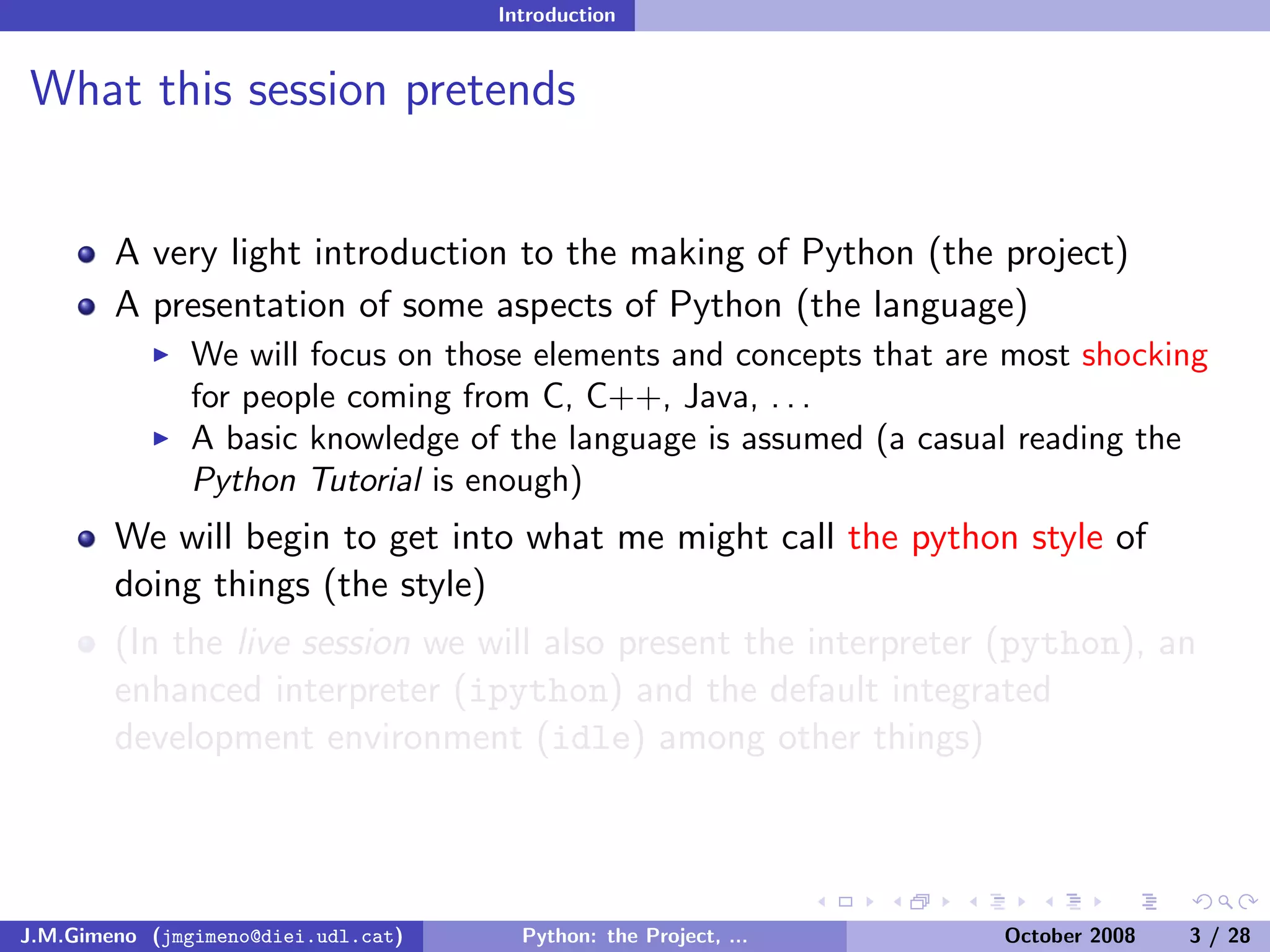 Python: the Project, the Language and the Style