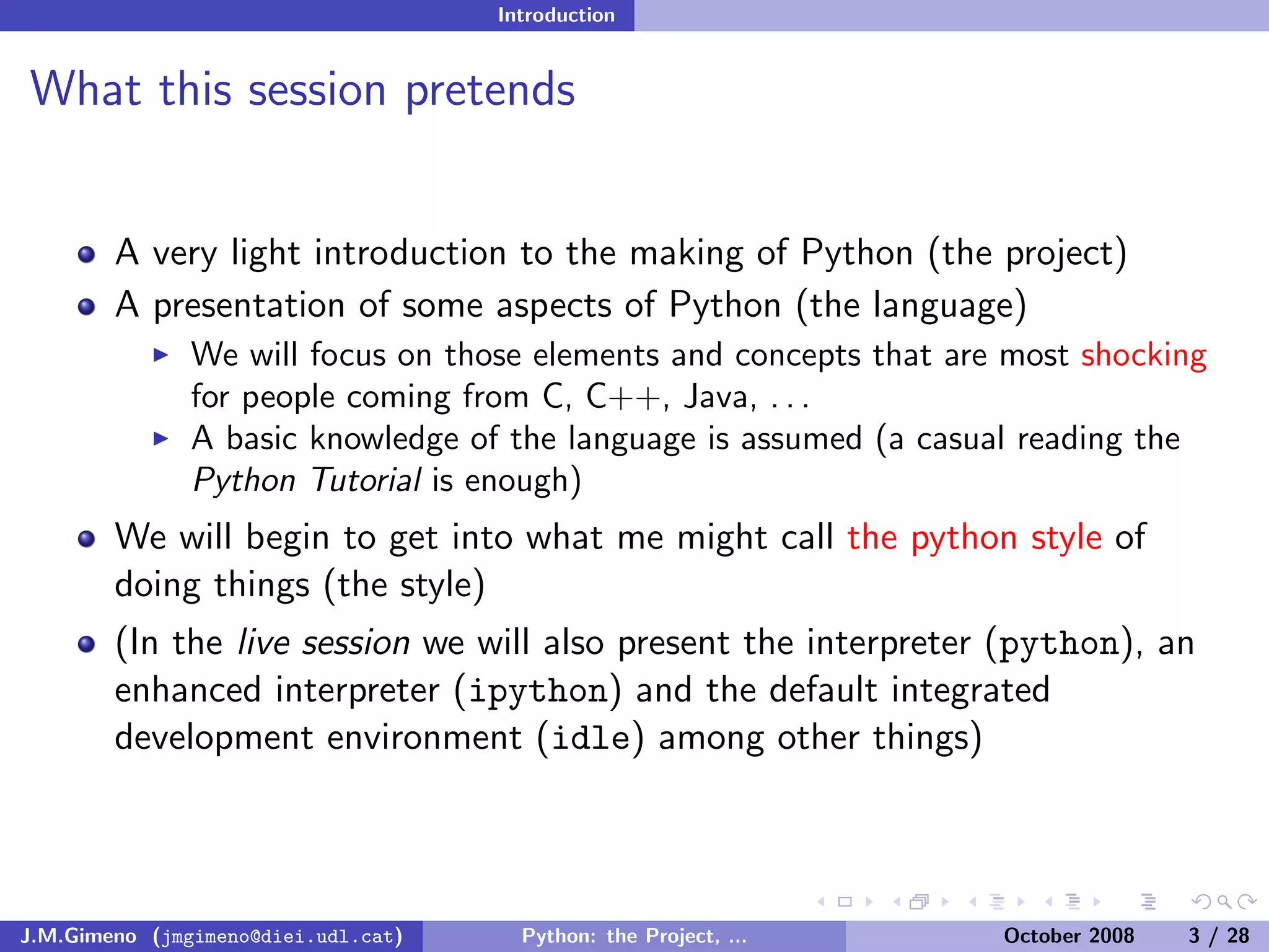 Python: the Project, the Language and the Style