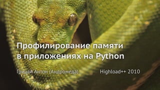 Профилирование памяти в приложениях на Python, Антон Грицай