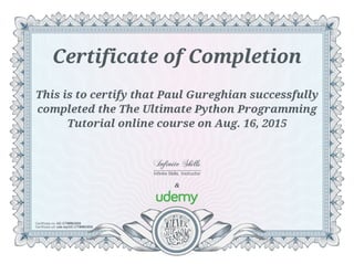 Certification of Completion 