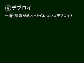 ④デプロイ
一通り製造が終わったらいよいよデプロイ！
 