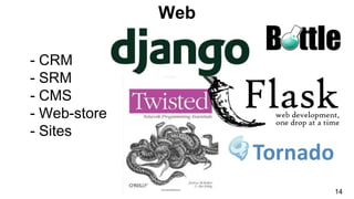 Web
- CRM
- SRM
- CMS
- Web-store
- Sites
14
 