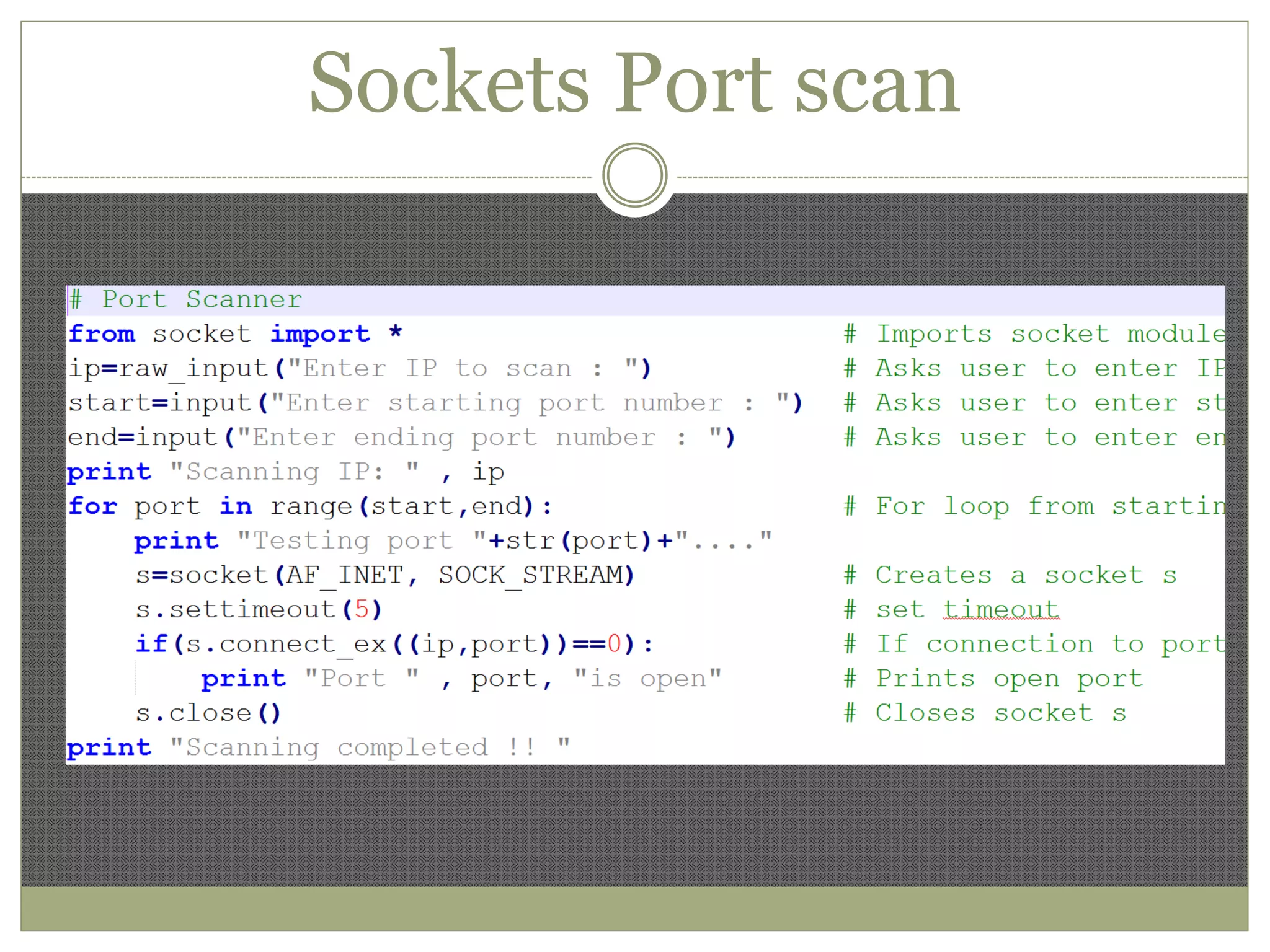 Sockets Port scan
 