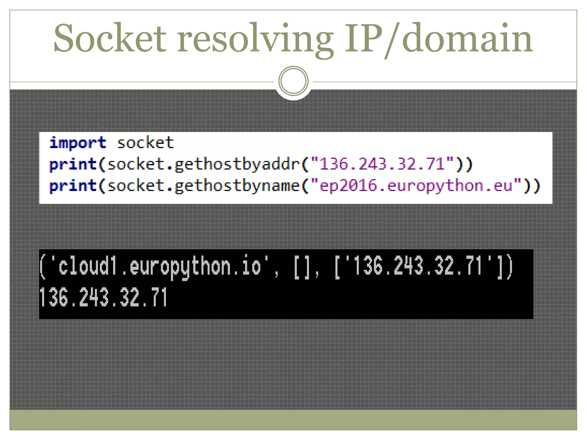 Socket resolving IP/domain
 